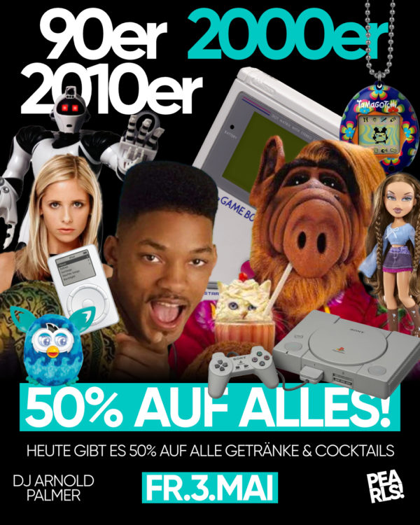 Fr.3.Mai. 90er - 2000er - 2010er _____________ 🤜 50% auf alles ✅ Wirklich alle Und wenn wir sagen für jedes Getränk dann meinen wir das auch so! Auch Red Bull, Longdrinks oder Salitos! (25cent und 75cent Beträge werden immer auf 50cent bzw. 1€ aufgerundet) _____________ 🔥🔥🔥🔥🔥 ▶ Floor 1: 90er - 2000er - 2010er DJ Arnold palmer 🔥🔥🔥🔥 Einlass 21 Uhr _____________ Mit Formular ab 16 bis 4 Uhr feiern Ohne Formular ab 16 bis 0 Uhr feiern _____________ NUR Abendkasse - Ticket 6€ _____________ Club PEARLS Nabburg Schlörstraße 1A 92507 Nabburg