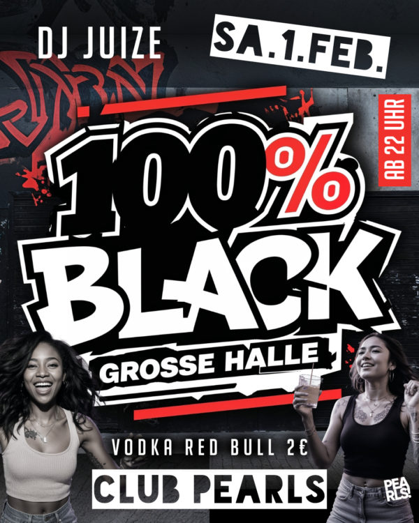 Sa.1.2.25 100% Black Grosse Halle _____________ ❌ GROSSE Halle ❌ 100% Black Music mit DJ JUIZE ❌❌❌❌❌❌ 🤜 ALL NIGHT LONG Vodka Red Bull 2€ ❌❌❌❌❌❌ _____________ 🔥🔥🔥🔥🔥 ▶ Floor 1: 100% Black Music by DJ JUIZE 🔥🔥🔥🔥 Einlass 22 Uhr _____________ Mit Formular ab 16 bis 4 Uhr feiern Ohne Formular ab 16 bis 0 Uhr feiern _____________ NUR Abendkasse - Ticket 6€ _____________ Club PEARLS Nabburg Schlörstraße 1A 92507 Nabburg