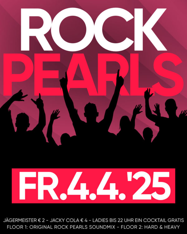 Freitag, 4.4.24 ROCK PEARLS 🎸🎸🎸🎸🎸 🩵 Ladies bis 22 Uhr ein Cocktail gratis! 🦌 Jägermeister € 2 🥃 Jack Cola € 4 🎸🎸🎸🎸🎸 🎸 Grosse Discothek: Original Rock Pearls Soundmix DJ Marcus & DJ Mathias 🎸 Kleine Discothek: Hard and Heavy DJ Thorsten 🎸 🎸🎸🎸🎸🎸 🎸 Einlass 21 Uhr Eintritt nur € 6 Ab 18 Jahren 🎸 🎸🎸🎸🎸🎸 🎸 Club PEARLS Nabburg Schlörstraße 1A 92507 Nabburg